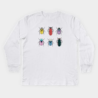 colorful insect illustration Kids Long Sleeve T-Shirt